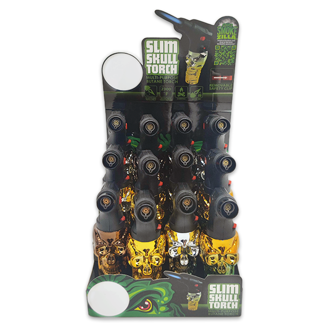 SMOKEZILLA 3D SKULL SLIM METALLIC TORCH - Refined Man Of Candles