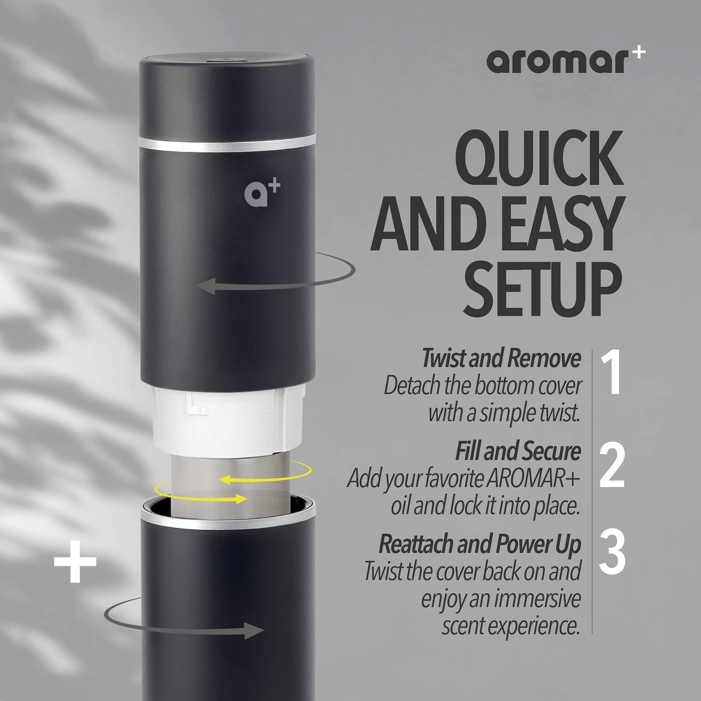 Aromar Plus - Cylinder Waterless Diffuser: Black