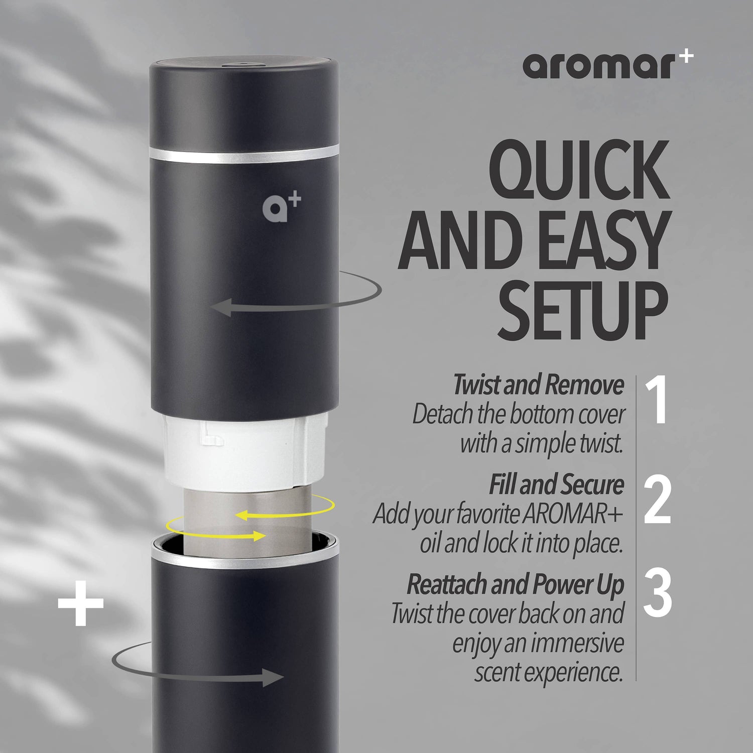 Aromar Plus - Cylinder Waterless Diffuser: Black - Refined Man Of Candles