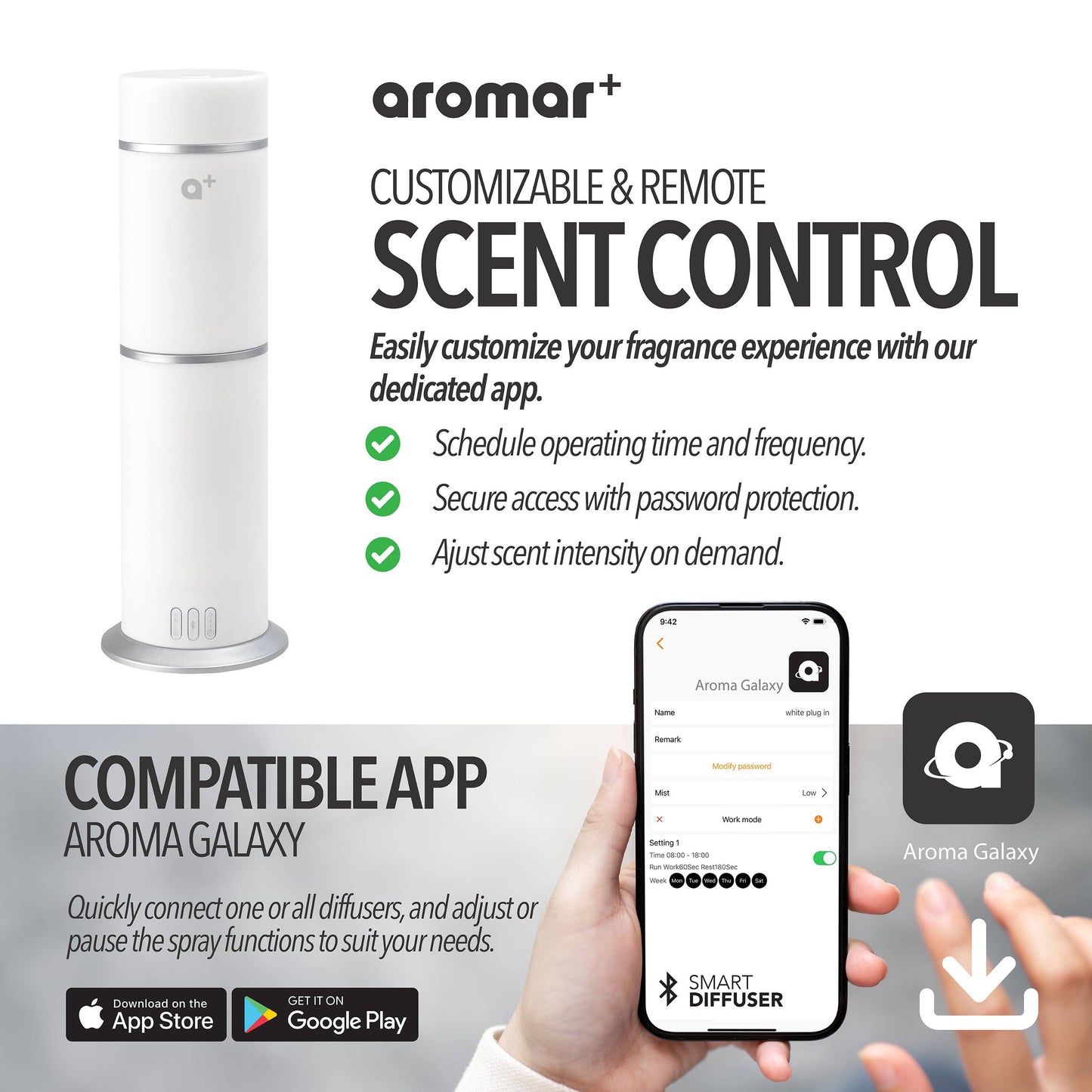 Aromar Plus - Cylinder Waterless Diffuser: Black