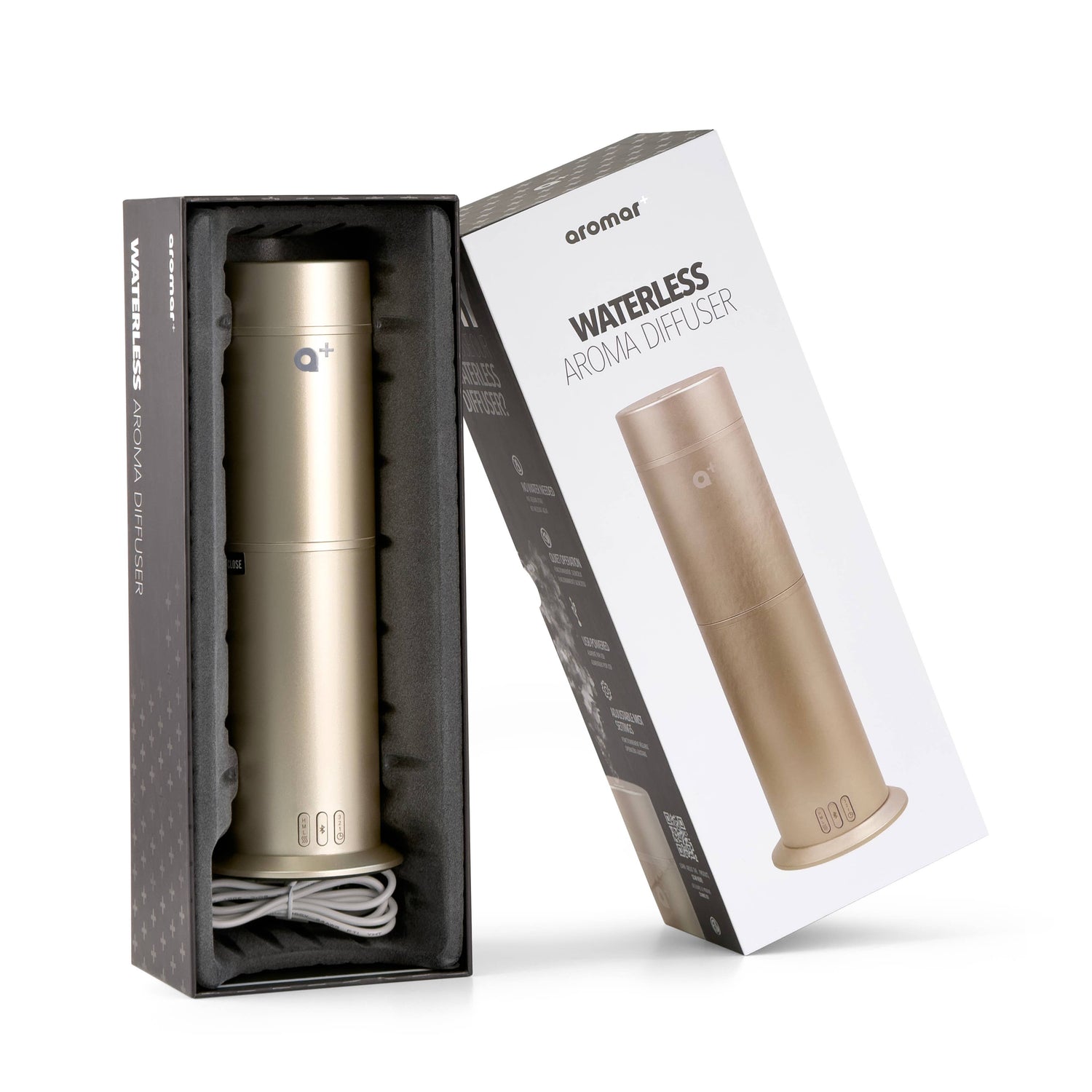 Aromar Plus - Cylinder Waterless Diffuser: Black - Refined Man Of Candles