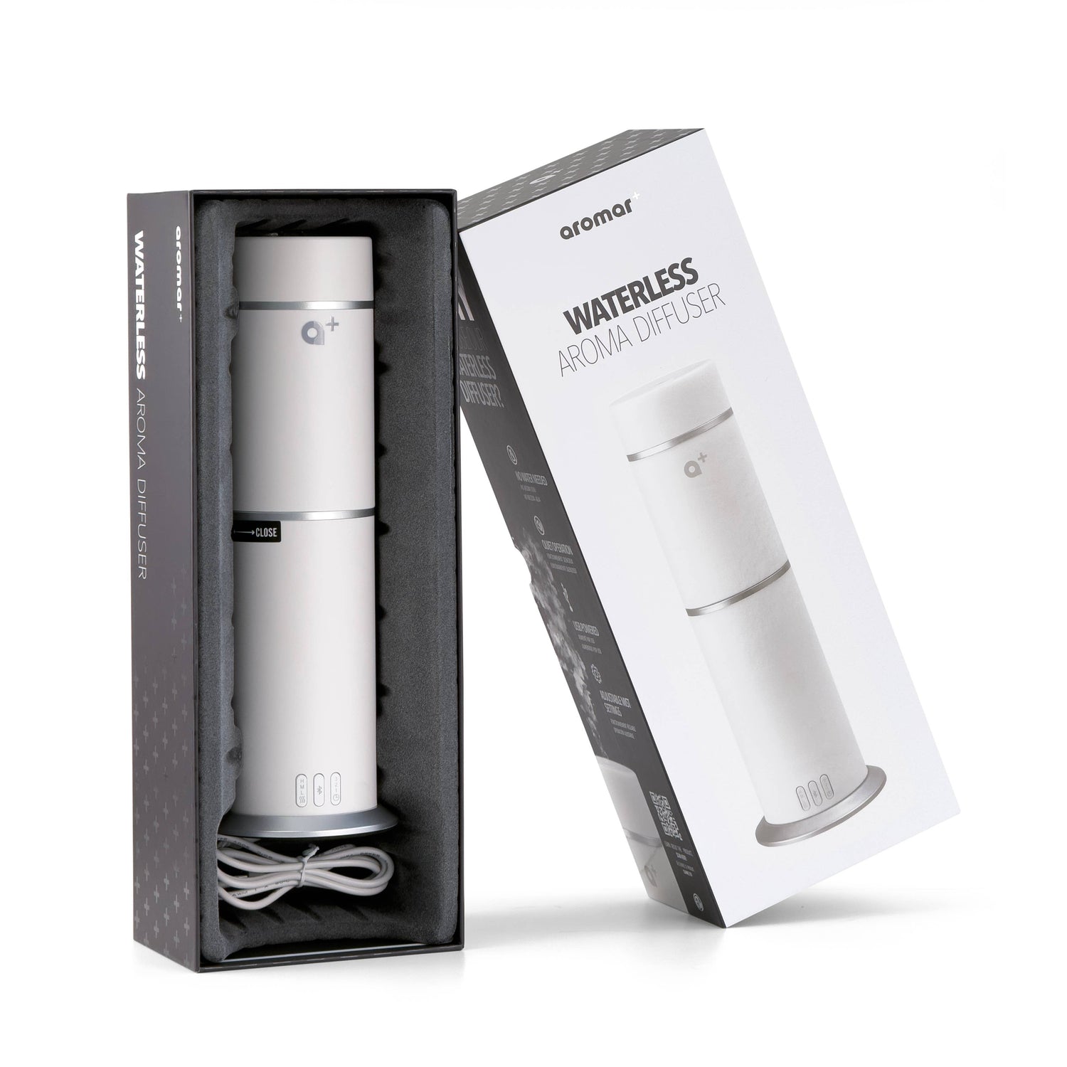 Aromar Plus - Cylinder Waterless Diffuser: Black - Refined Man Of Candles