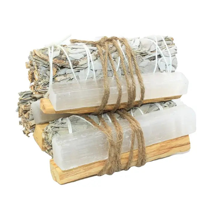 White Sage with Palo Santo Stick & Selenite Crystal - Refined Man Of Candles