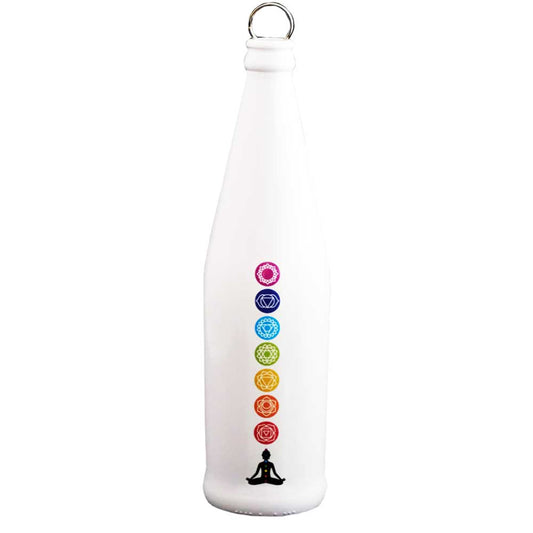 Glass Smoking Bottle Incense Burner - 7 Chakras - White - Refined Man Of Candles