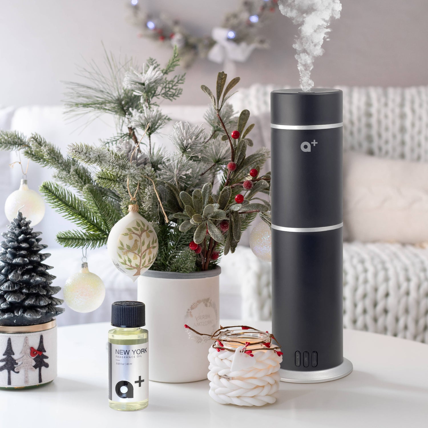 Aromar Plus - Cylinder Waterless Diffuser: Black - Refined Man Of Candles