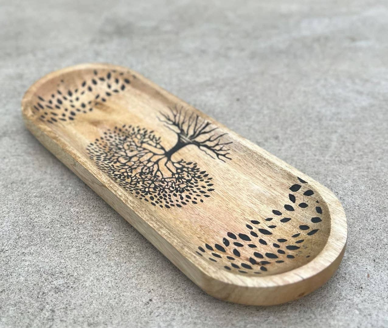 Wooden Boat-Shaped Incense Burner Holder Tree Of Life: White - Refined Man Of Candles