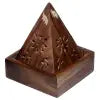 Sheesham Wood Pyramid Incense Cone Burner Box with Elephant - Refined Man Of Candles
