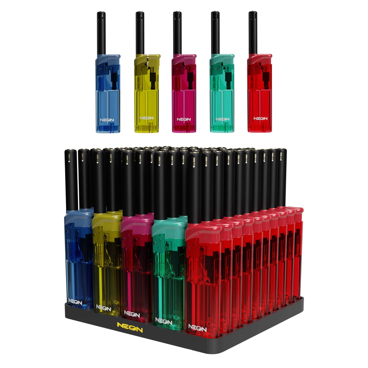 Neon Refillable Regular Flame Lighters 6BL - Refined Man Of Candles