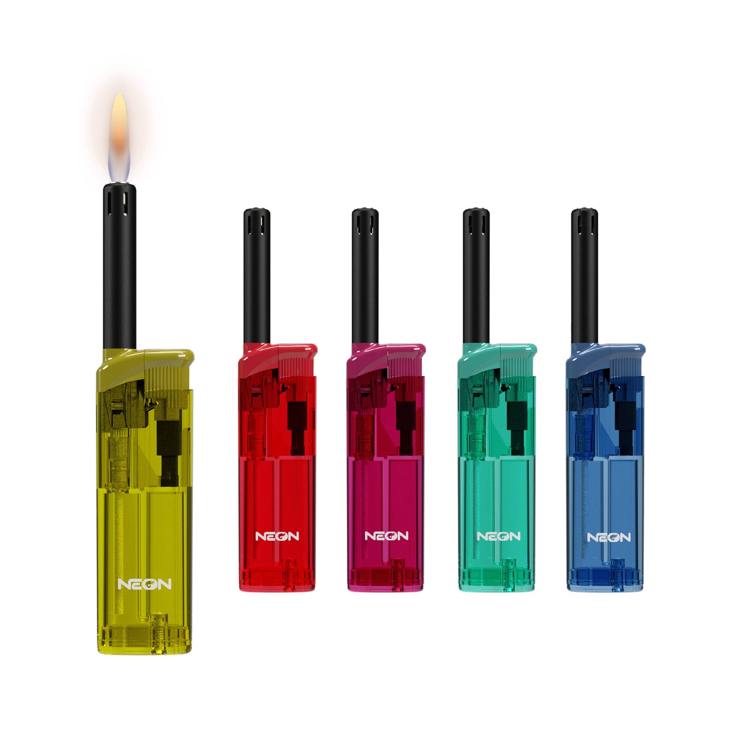 Neon Refillable Regular Flame Lighters 6BL - Refined Man Of Candles