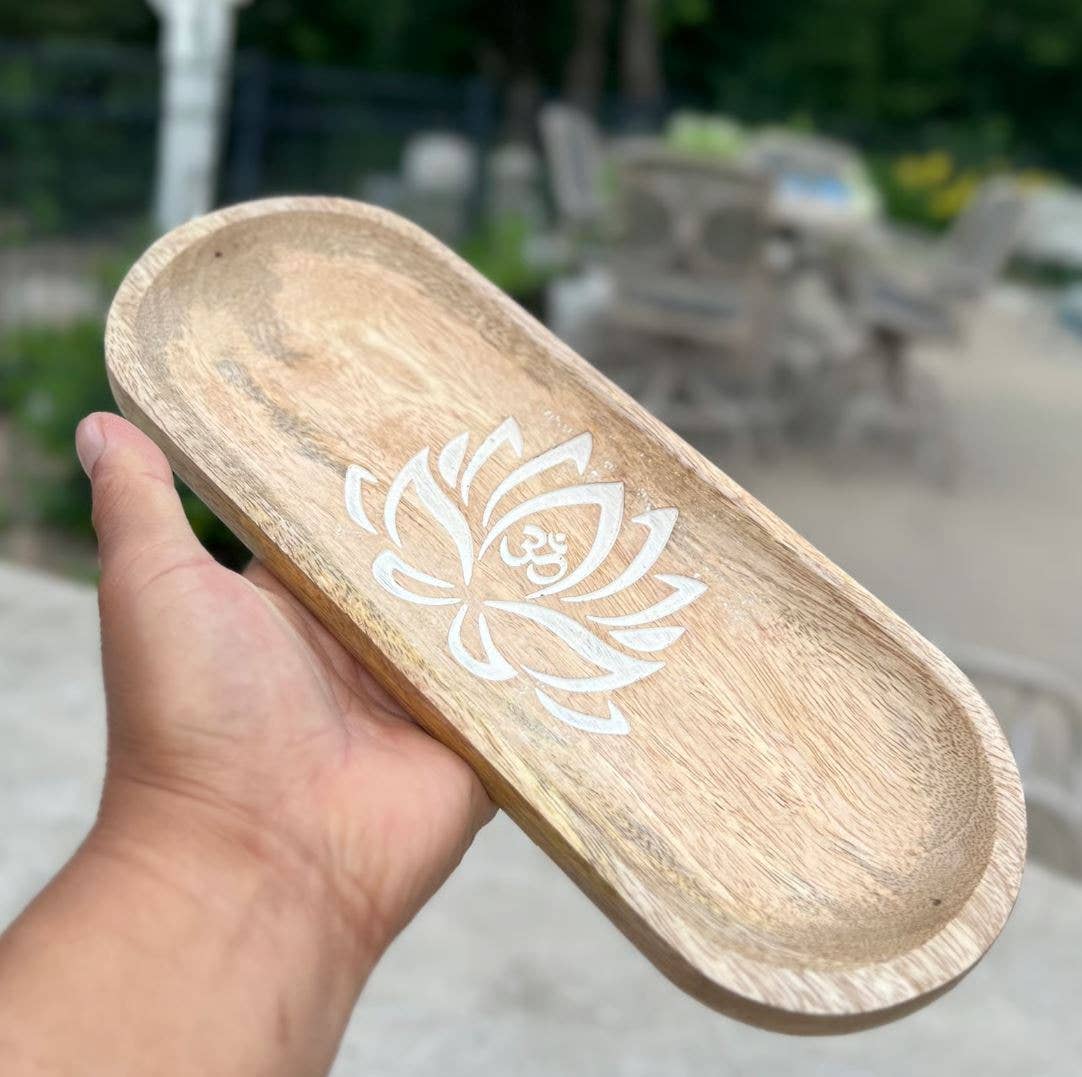 Wooden Boat-Shaped Incense Burner Holder Lotus Design : Black - Refined Man Of Candles