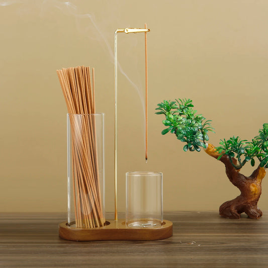 2 in 1 Incense Holder for Sticks Anti-Ash Flying Incense Burne with Removable Glass Ash Catcher and Incense Sticks Organizer - Refined Man Of Candles