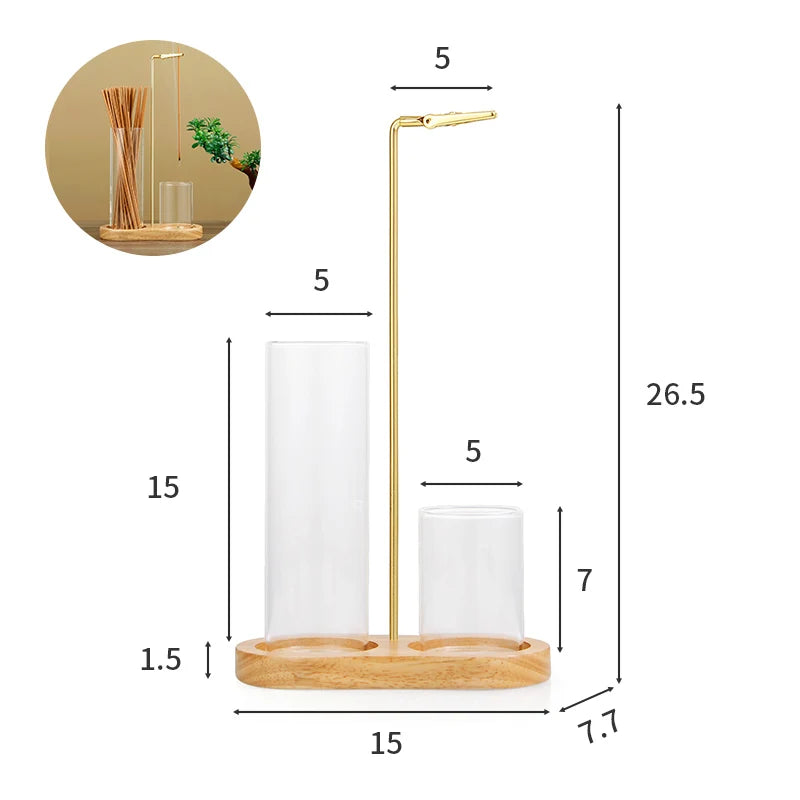 2 in 1 Incense Holder for Sticks Anti-Ash Flying Incense Burne with Removable Glass Ash Catcher and Incense Sticks Organizer - Refined Man Of Candles