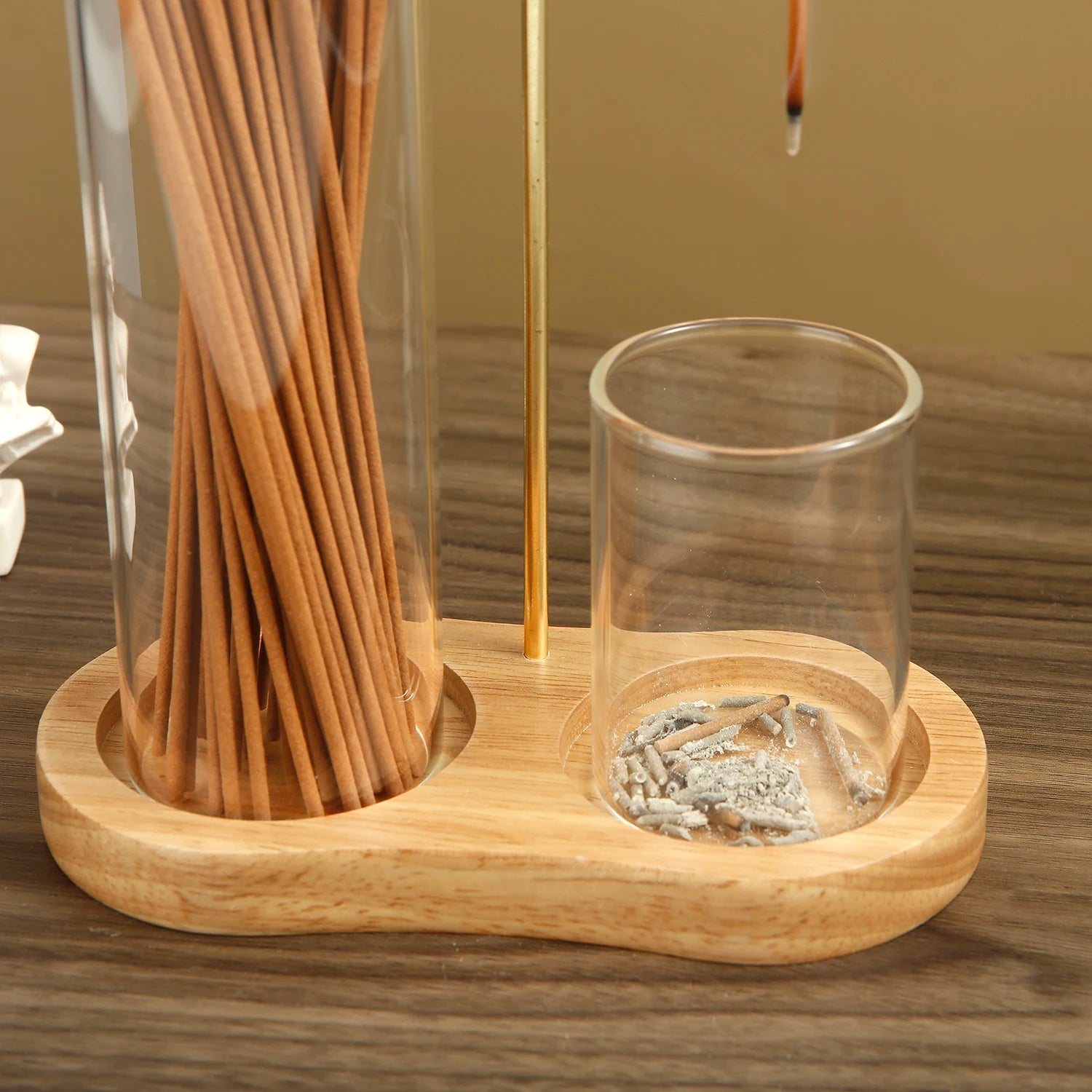 2 in 1 Incense Holder for Sticks Anti-Ash Flying Incense Burne with Removable Glass Ash Catcher and Incense Sticks Organizer - Refined Man Of Candles