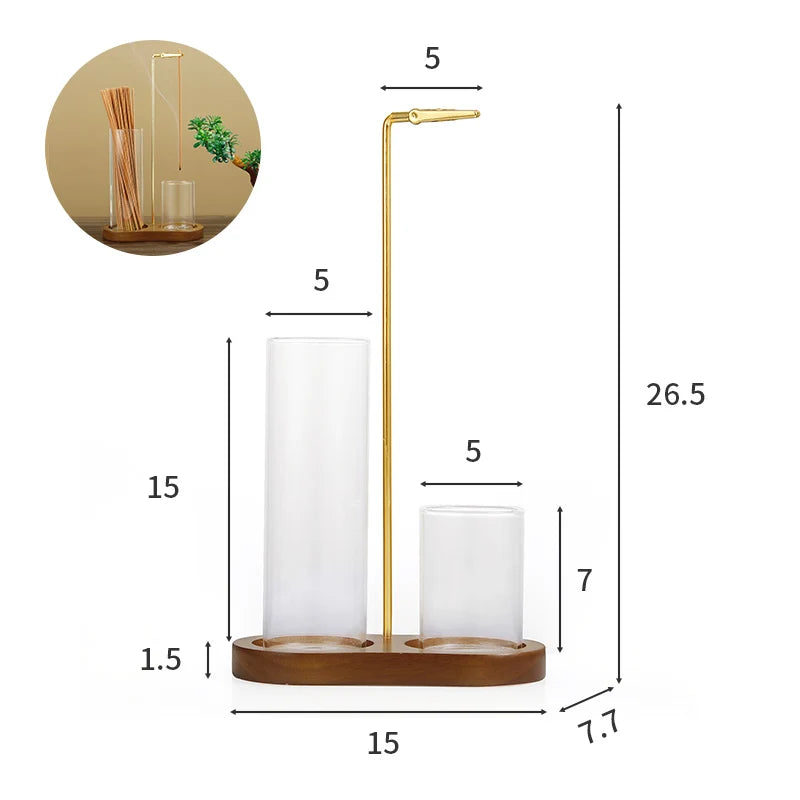2 in 1 Incense Holder for Sticks Anti-Ash Flying Incense Burne with Removable Glass Ash Catcher and Incense Sticks Organizer - Refined Man Of Candles