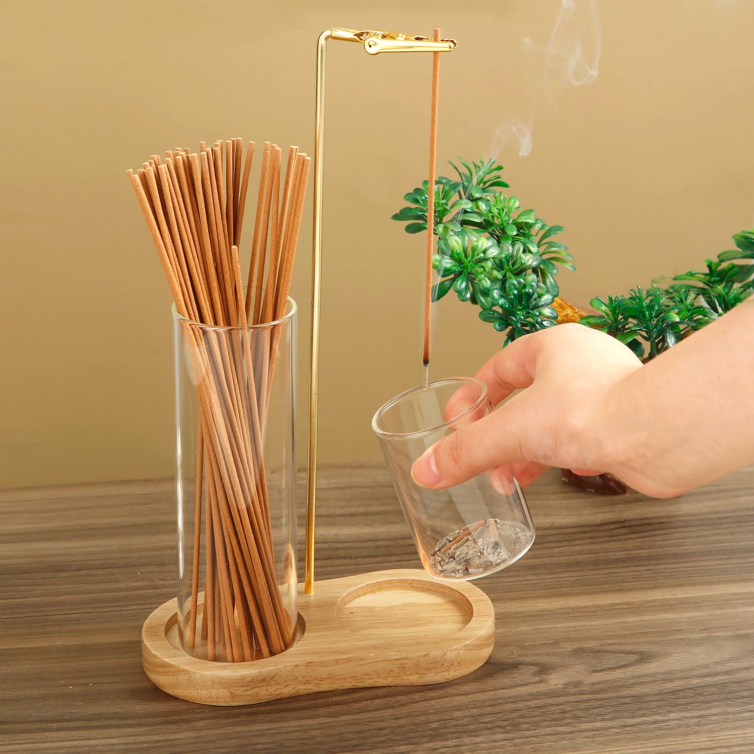 2 in 1 Incense Holder for Sticks Anti-Ash Flying Incense Burne with Removable Glass Ash Catcher and Incense Sticks Organizer - Refined Man Of Candles