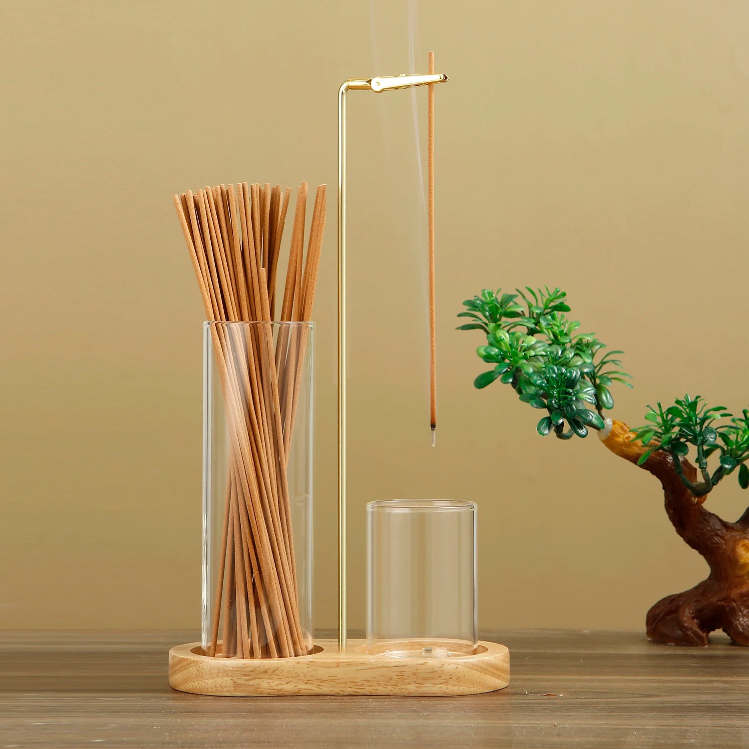 2 in 1 Incense Holder for Sticks Anti-Ash Flying Incense Burne with Removable Glass Ash Catcher and Incense Sticks Organizer - Refined Man Of Candles