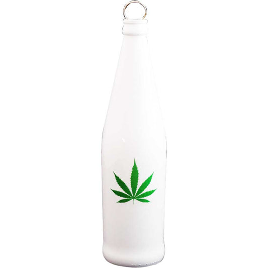 Glass Smoking Bottle Incense Burner - Leaf - White