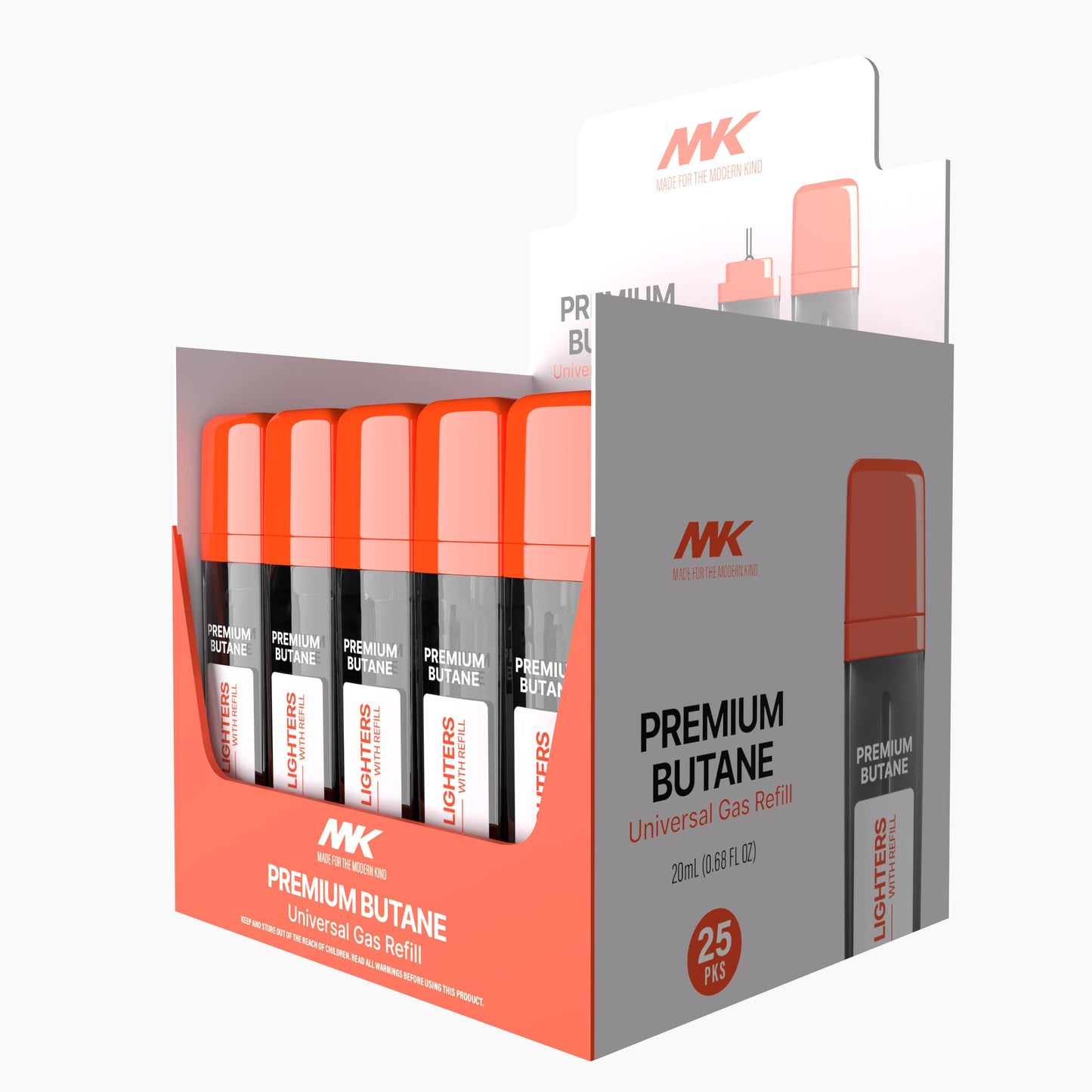 MK Lighters Premium Butane 20ml with 4 Replace Flints 25 PCs - Refined Man Of Candles