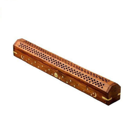 Celestial Wood Incense and cone Burner, Ash Catcher with storage - 18" - Refined Man Of Candles